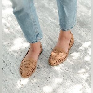 Nisolo Tan Leather Huarache Flats